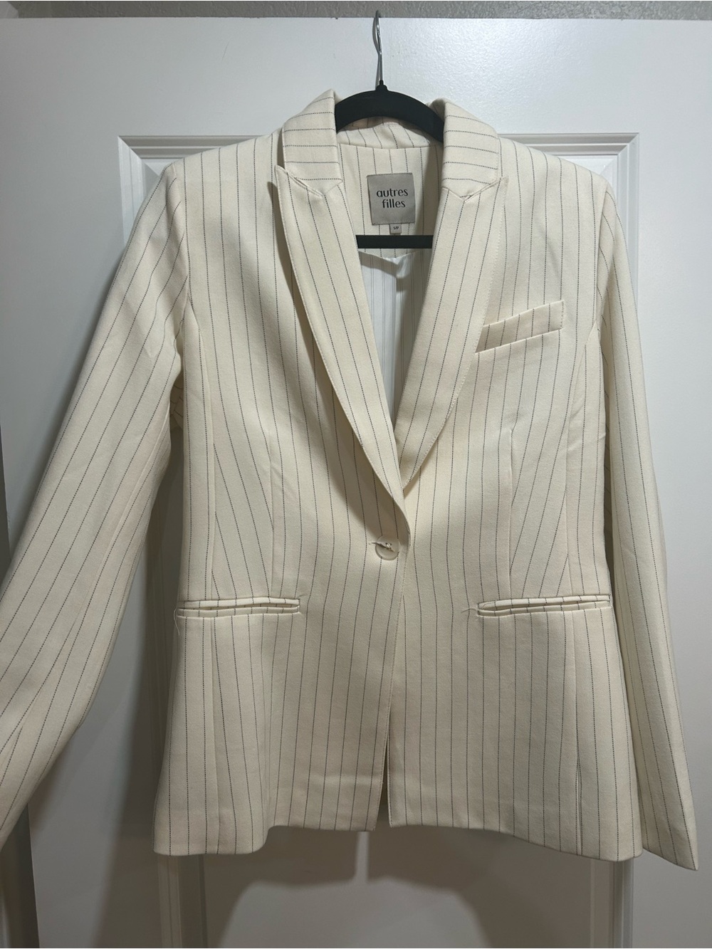 Cream Pinstripe Tailored Blazer
